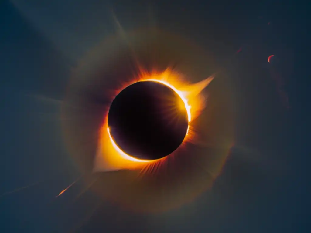 Imagen impactante de un eclipse solar, con la luna alineada perfectamente para crear el efecto impresionante de la corona solar