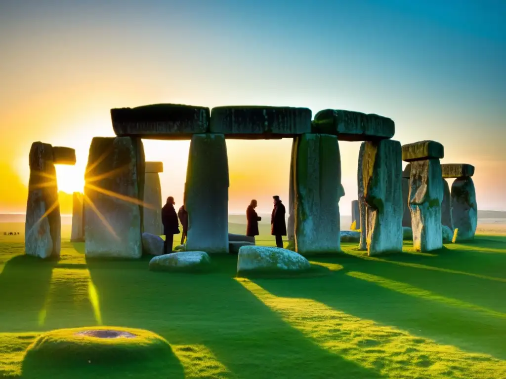 Imagen impactante de Stonehenge en el solsticio de invierno, con personas observando el evento celestial