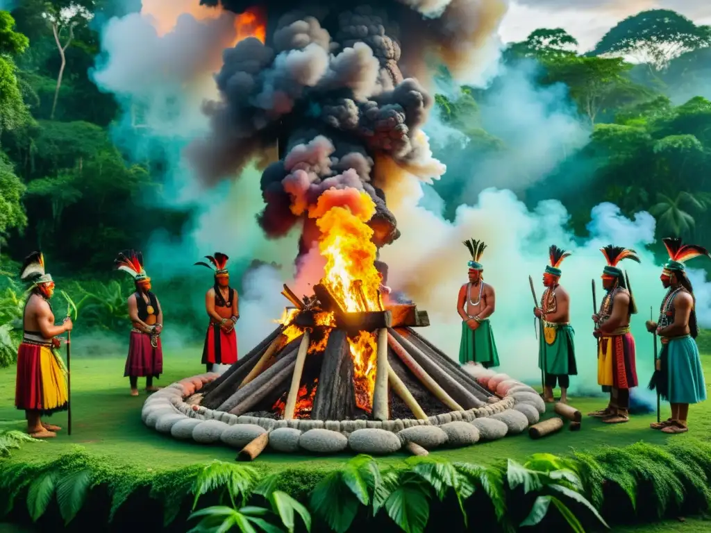 Imagen de videografía inmersiva de rituales mayas en la jungla exuberante