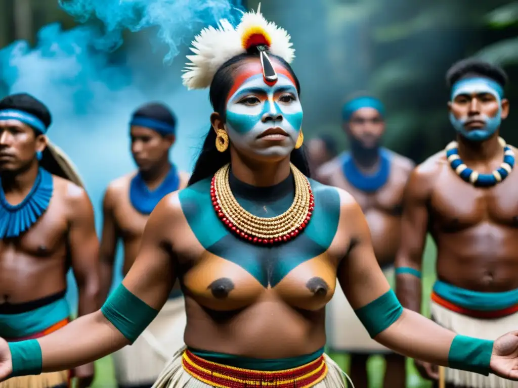 Imagen de observación participante en ceremonias indígenas con vibrante vestimenta tradicional, pintura corporal e inmersión cultural