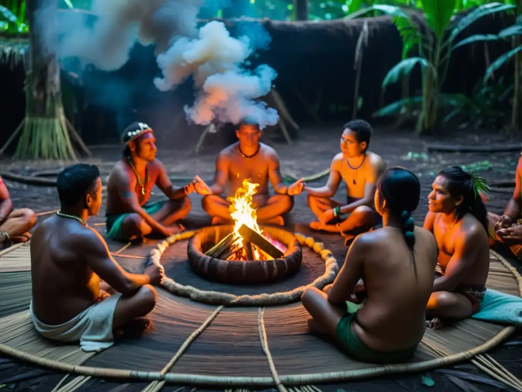 Imagen de un poderoso ritual de Ayahuasca en la selva amazónica con 'Rituales ancestrales para sanación moderna'