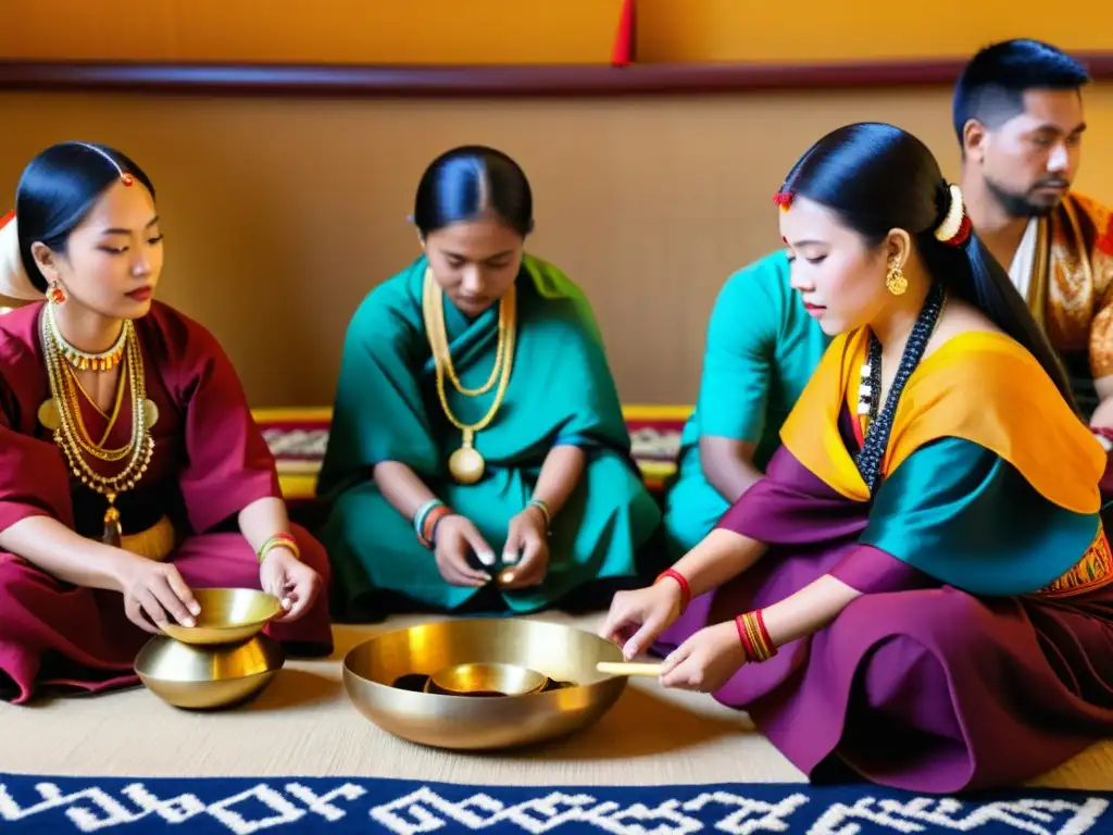 Imagen de ritual tradicional en comunidad diversa, documentando rituales en idiomas diversos con colores vibrantes y expresiones auténticas