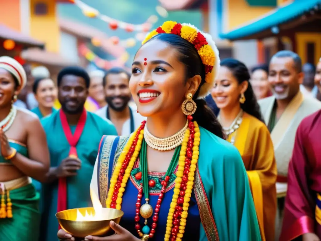 Imagen de rituales festivos alrededor del mundo: diversidad, color y celebración en una tradición festiva multicultural