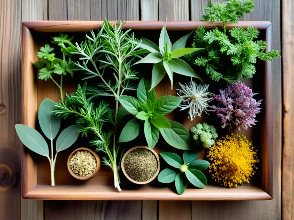 Una impresionante exhibición de adaptógenos y raíces sobre madera, resaltando su diversidad y belleza natural