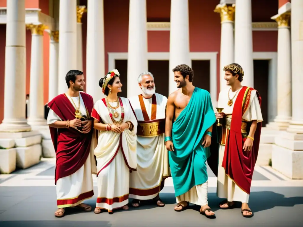 Una impresionante representación de la vestimenta y joyería ceremonial de las culturas antiguas romanas en una ceremonia tradicional