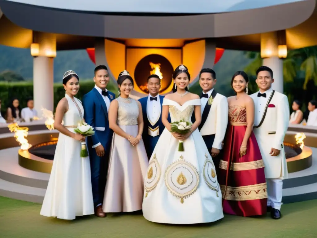 Jóvenes filipinos en debutante ball, fusionando la tradición con lo contemporáneo en una atmósfera de Ceremonias de transición juvenil culturas