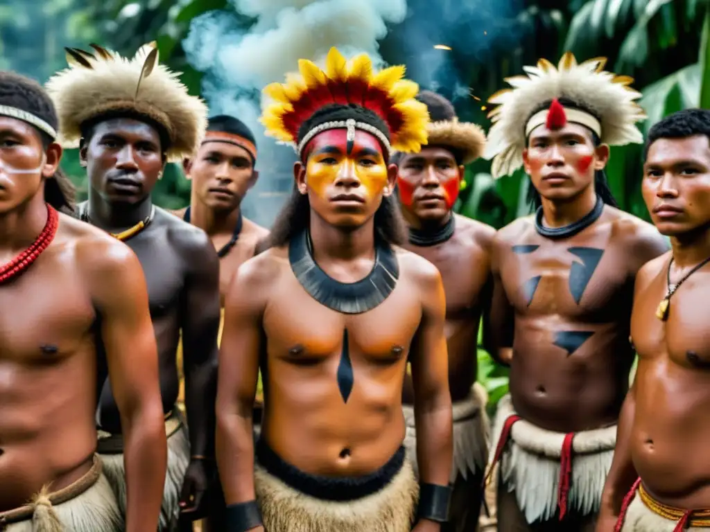 Jóvenes Yanomami celebrando ceremonias de madurez en la selva amazónica