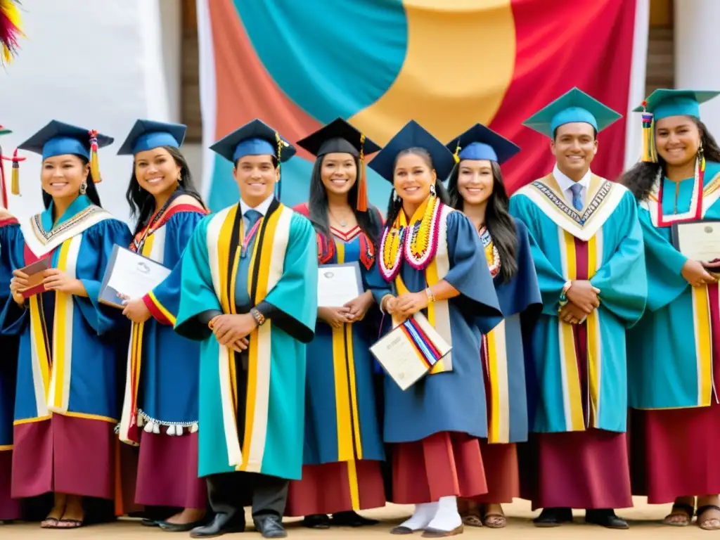 Graduación indígena: Tradición y logros académicos en América Latina Graduación indígena en América Latina: ceremonia ancestral celebra logros académicos de graduados con atuendos tradicionales y coloridos rituales