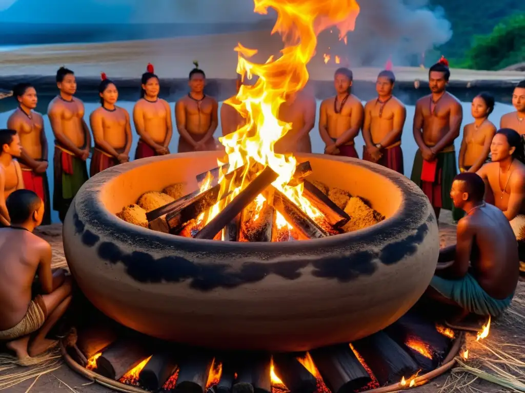 Un mágico rito alrededor del fuego, donde personas de diversas culturas participan en ceremonias