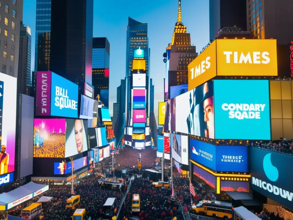 Un mar de gente se reúne bajo las luces deslumbrantes de Times Square para el ritual de Año Nuevo en Times Square