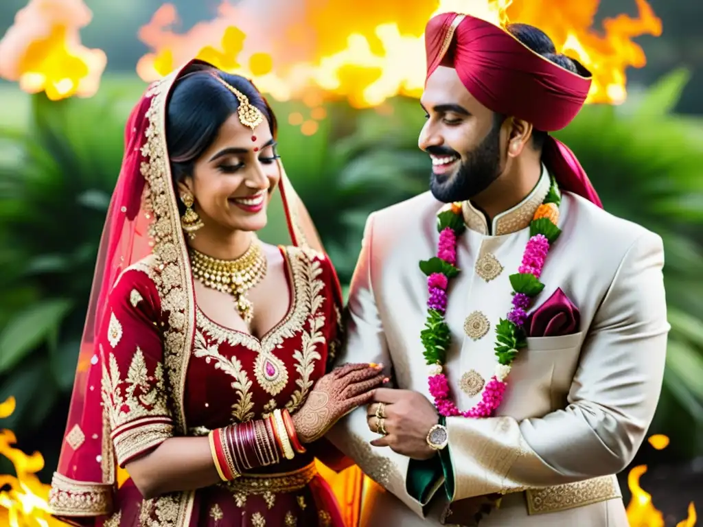 Un matrimonio hindú significativo en medio de una ceremonia tradicional llena de color, simbolismo y amor eterno