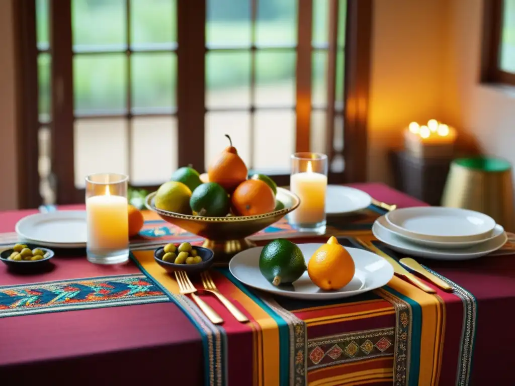 Una mesa bellamente adornada con alimentos rituales en celebraciones de la vida, evocando tradición y comunidad