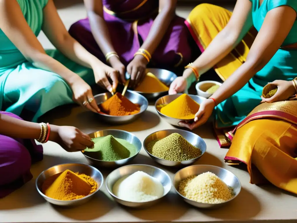 Mujeres preparando platos tradicionales para el Janmashtami, destacando la rica herencia cultural de la festividad