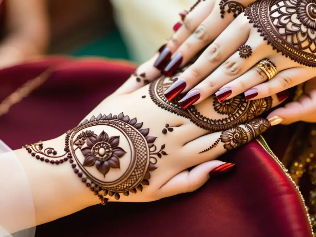 La novia recibe una detallada aplicación de henna, resaltando el significado y arte de la henna en bodas