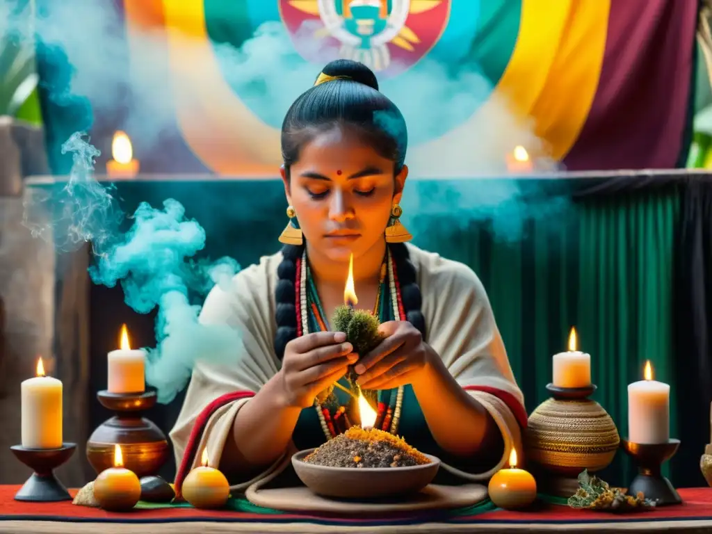 Ofrenda maya de incienso natural para meditación espiritual en la selva