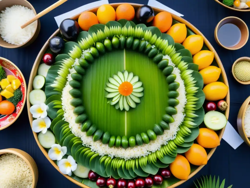 Ofrendas detalladas y coloridas en el festival Niinamesai de Japón, destacando la conexión cultural y espiritual