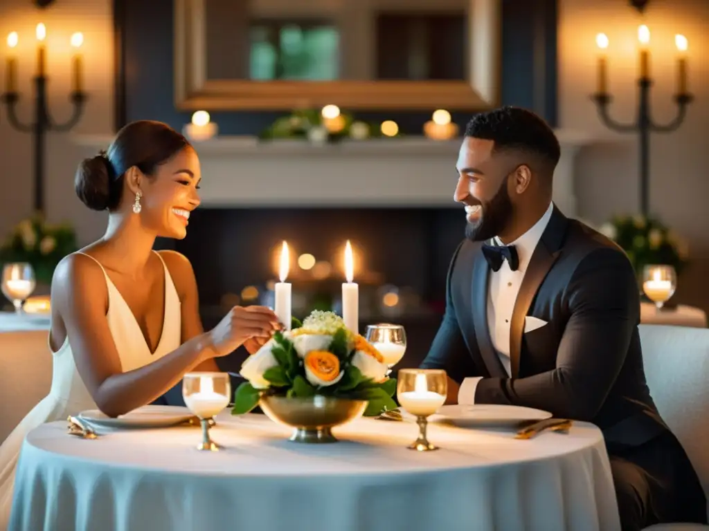 Una pareja disfruta de una cena a la luz de las velas, fortaleciendo su relación con rituales en casa