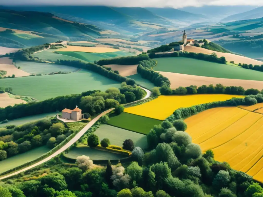 Peregrinos caminan por el antiguo Camino de Santiago, inmersos en la belleza natural de la peregrinación moderna en España