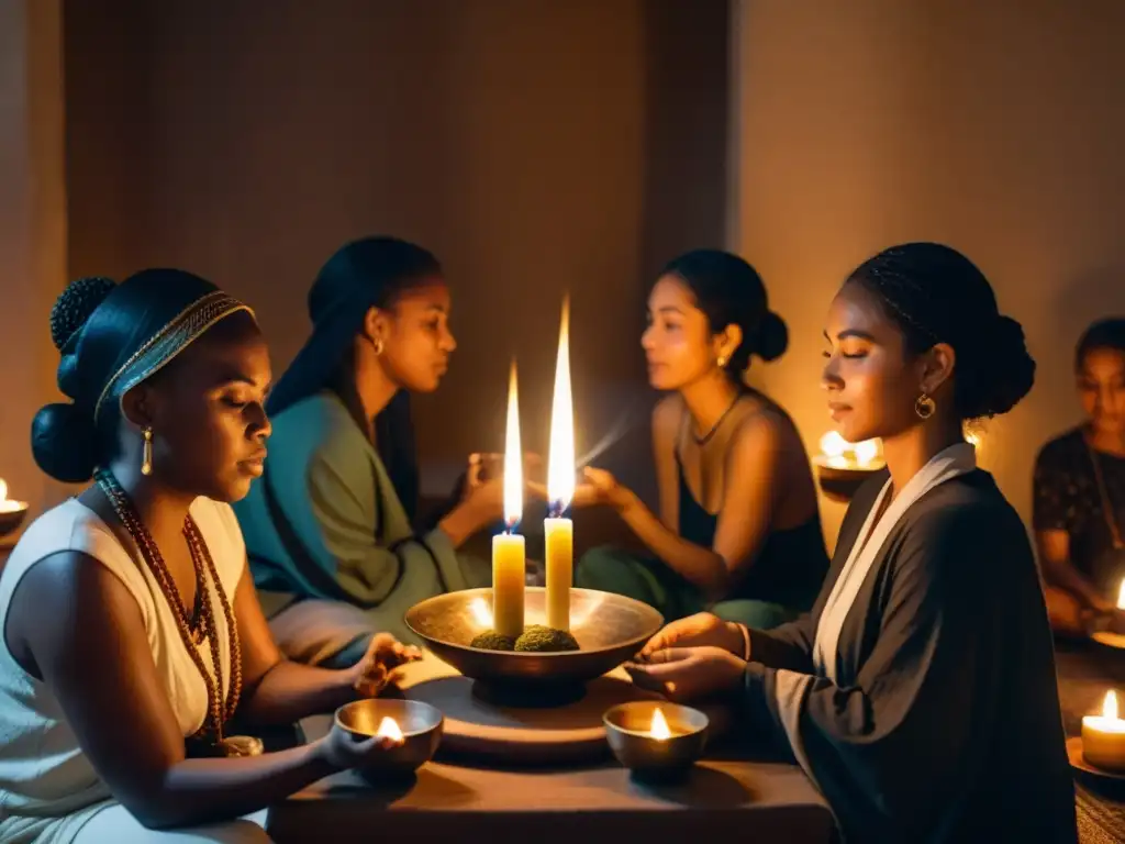 Personas de diversas culturas participando en un ayuno sagrado, creando un ambiente espiritual y reflexivo