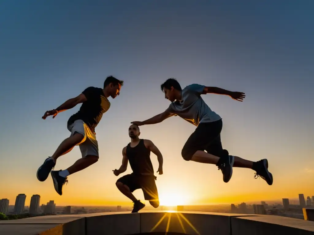 Practicantes de parkour realizan rituales de conexión espiritual al amanecer, en armonía con la ciudad que despierta