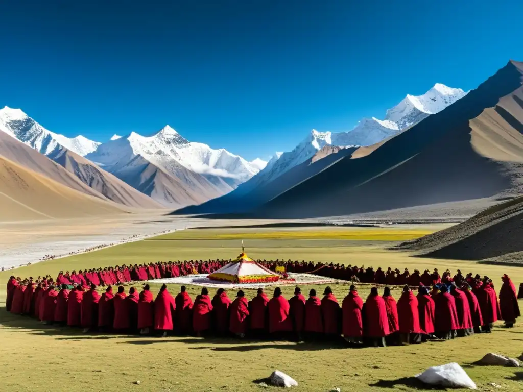 Prácticas funerarias conmovedoras mundo: Ceremonia de entierro celeste en el Tíbet, vultures reuniéndose en los Himalayas