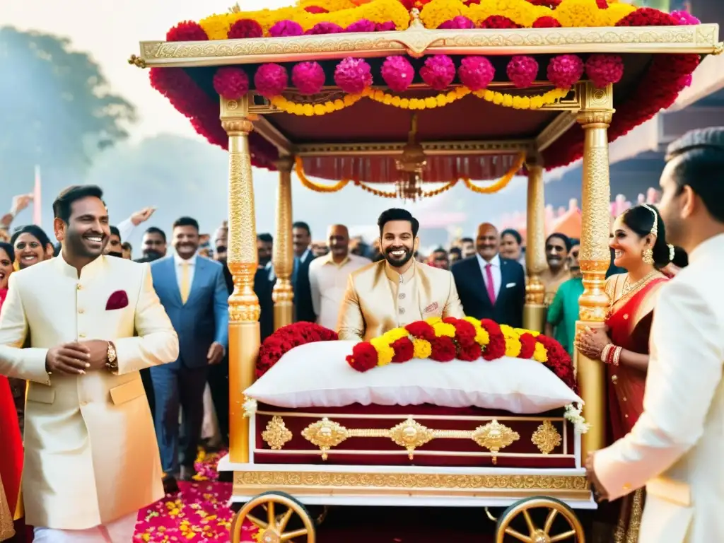 Una procesión de bodas contemporánea en la India