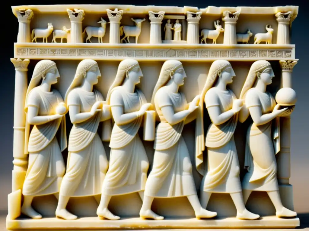 Relieve de mármol de adoradores en templo griego: Ritos de adoración en Grecia Clásica