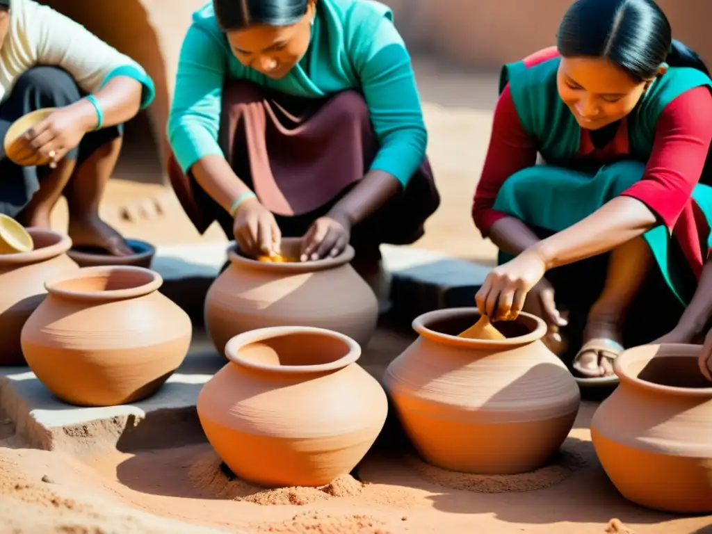 Un retrato detallado de mujeres indígenas realizando rituales de fermentación en culturas sudamericanas, con colores vibrantes y técnicas ancestrales