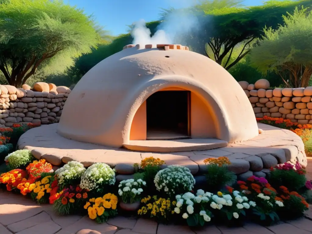 Ritual de Temazcal: purificación y renacimiento en un entorno natural y tranquilo con gente preparándose para el ritual