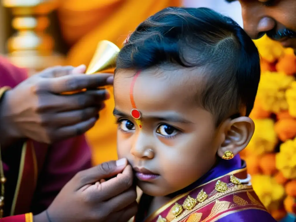 Ritual hindú Karnavedha: significado espiritual perforación orejas hindúes