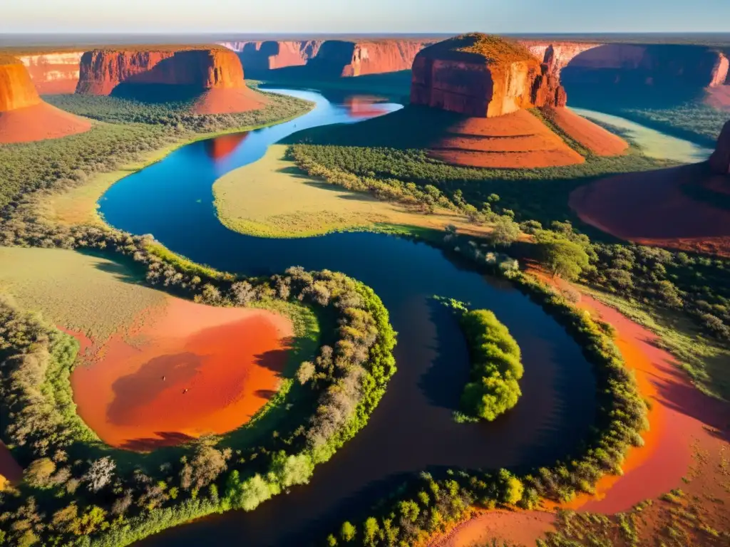 Rituales aborígenes agua espiritual: Ceremonia tradicional junto al río en el outback australiano al atardecer