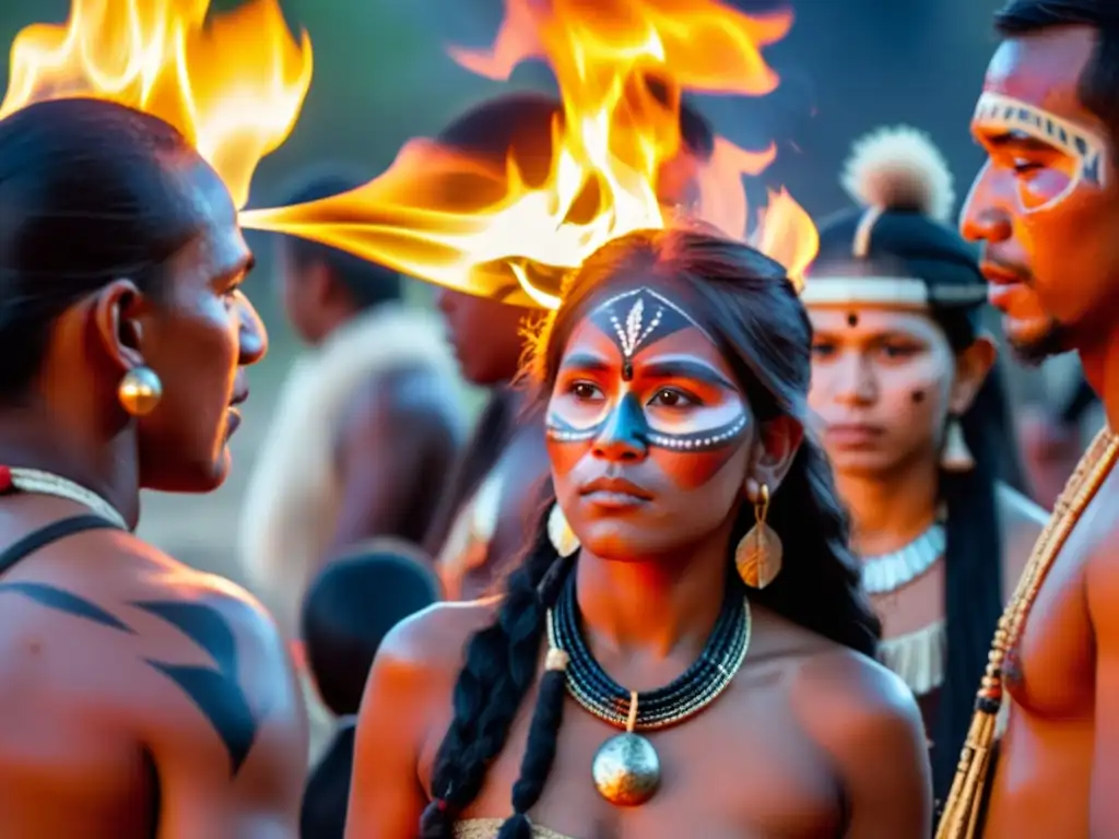 Ceremonia indígena: música y danza alrededor del fuego Rituales ancestrales en podcasts: Ceremonia indígena alrededor de fogata, con vestimenta tradicional y música ancestral