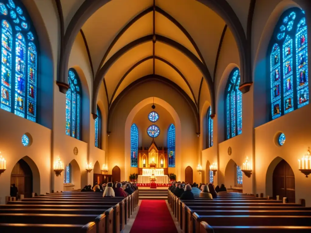 Emotiva celebración de Año Nuevo en iglesia católica Rituales de Año Nuevo en la Iglesia: una atmósfera cálida y espiritual mientras los fieles participan en la celebración solemnemente festiva