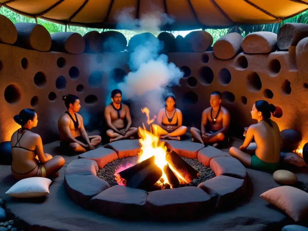 Rituales de purificación en culturas: Intenso Temazcal con participantes en ceremonia de purificación