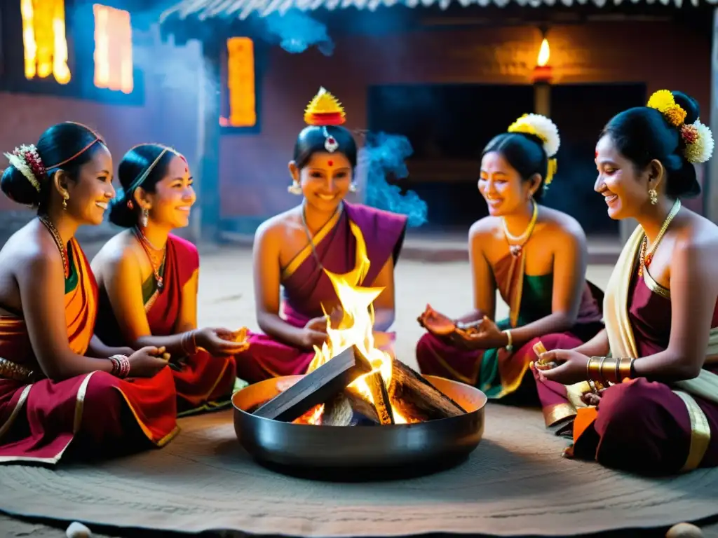 Rituales hindúes y budistas en Nepal: ceremonia tradicional con detalles ornamentados, colores vibrantes y expresiones de reverencia