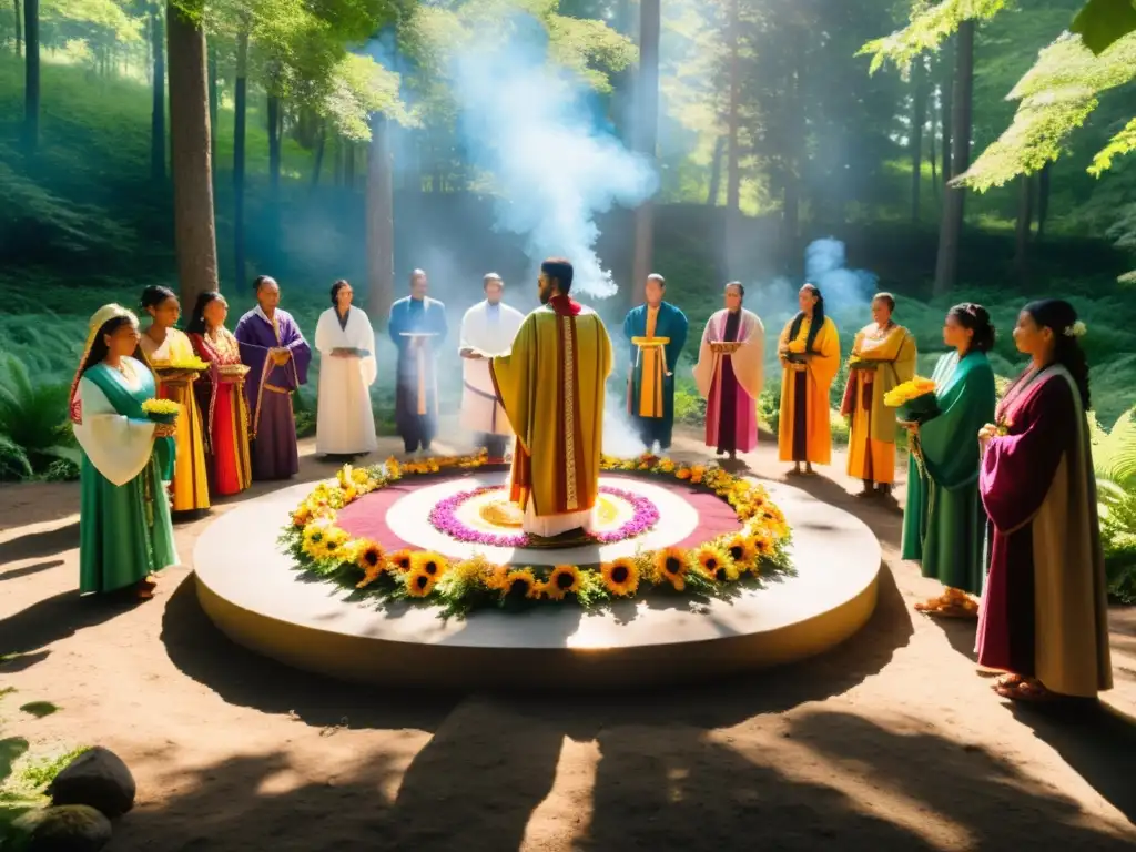 Rituales neopaganos para dar la bienvenida: Ceremonia mística en el bosque con danzas y altares florales