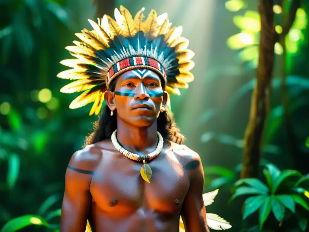 Un sabio chamán Yanomami guía a jóvenes en la densa selva amazónica en ceremonias de madurez Yanomami Amazonas