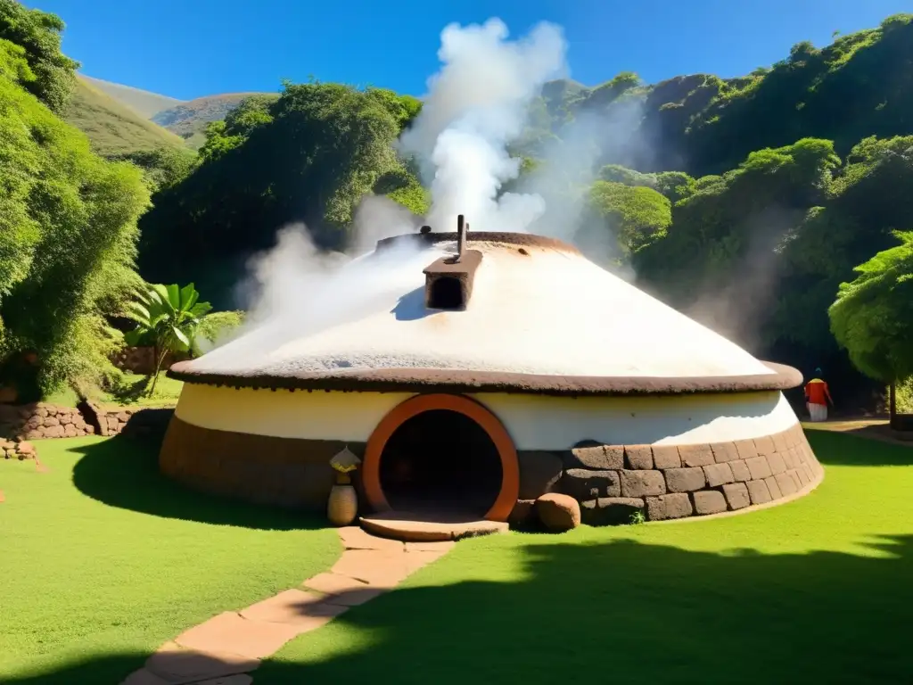 Un temazcal tradicional en un paisaje exuberante