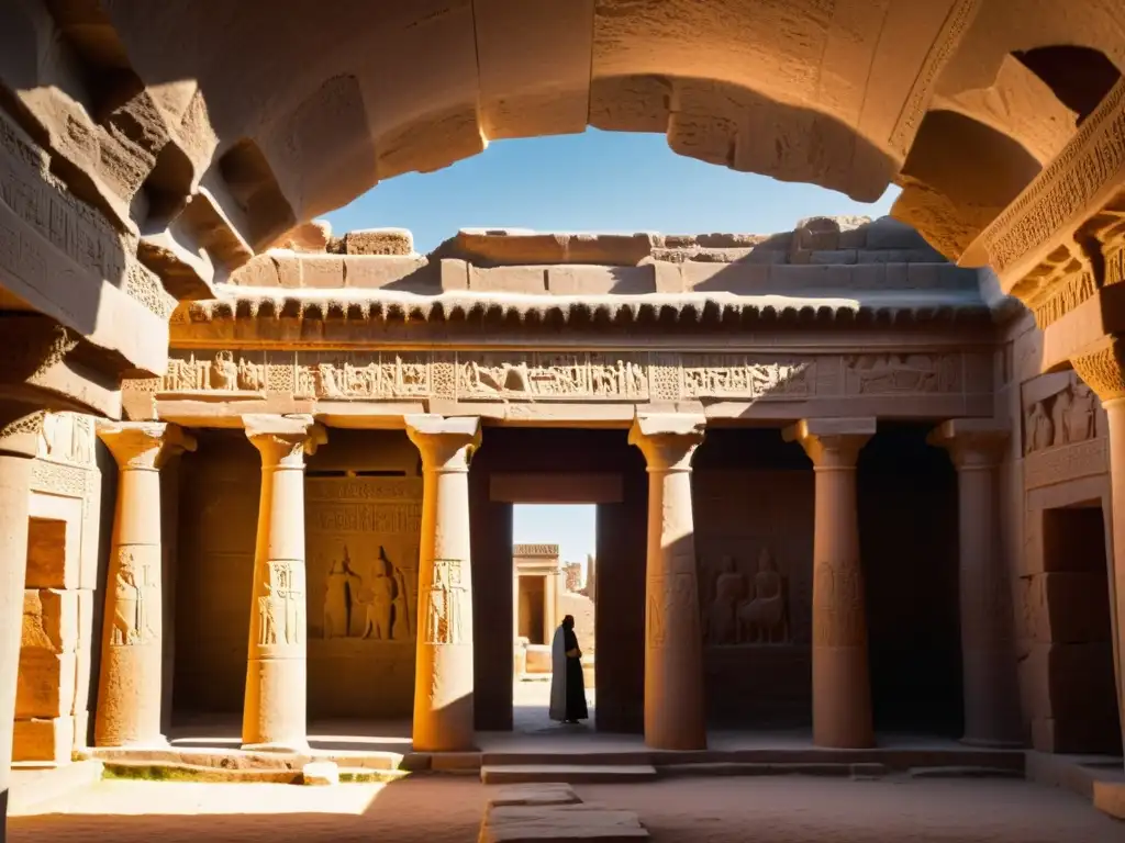 Un templo Mitríaco antiguo bien conservado, con intrincadas decoraciones y símbolos