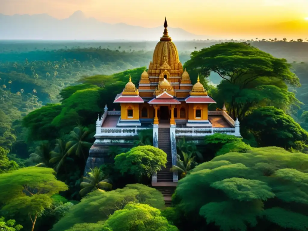 Templo hindú en la selva vibrante con significado rituales hindúes sagrados