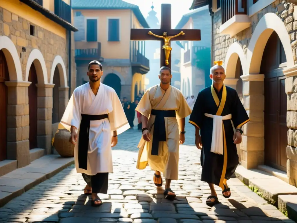 Procesión de Viacrucis en Semana Santa, muestra devoción y tradición cultural en las calles históricas