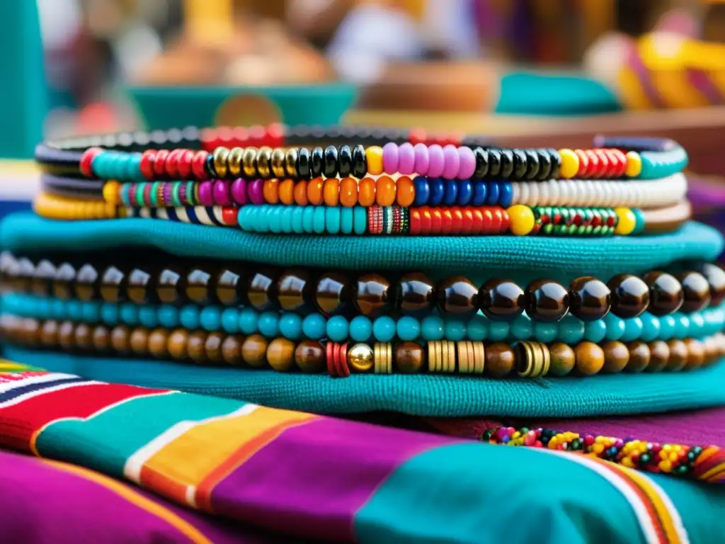 Una vibrante escena en un mercado mexicano con amuletos de la suerte, reflejando la cultura y tradiciones de las comunidades latinoamericanas