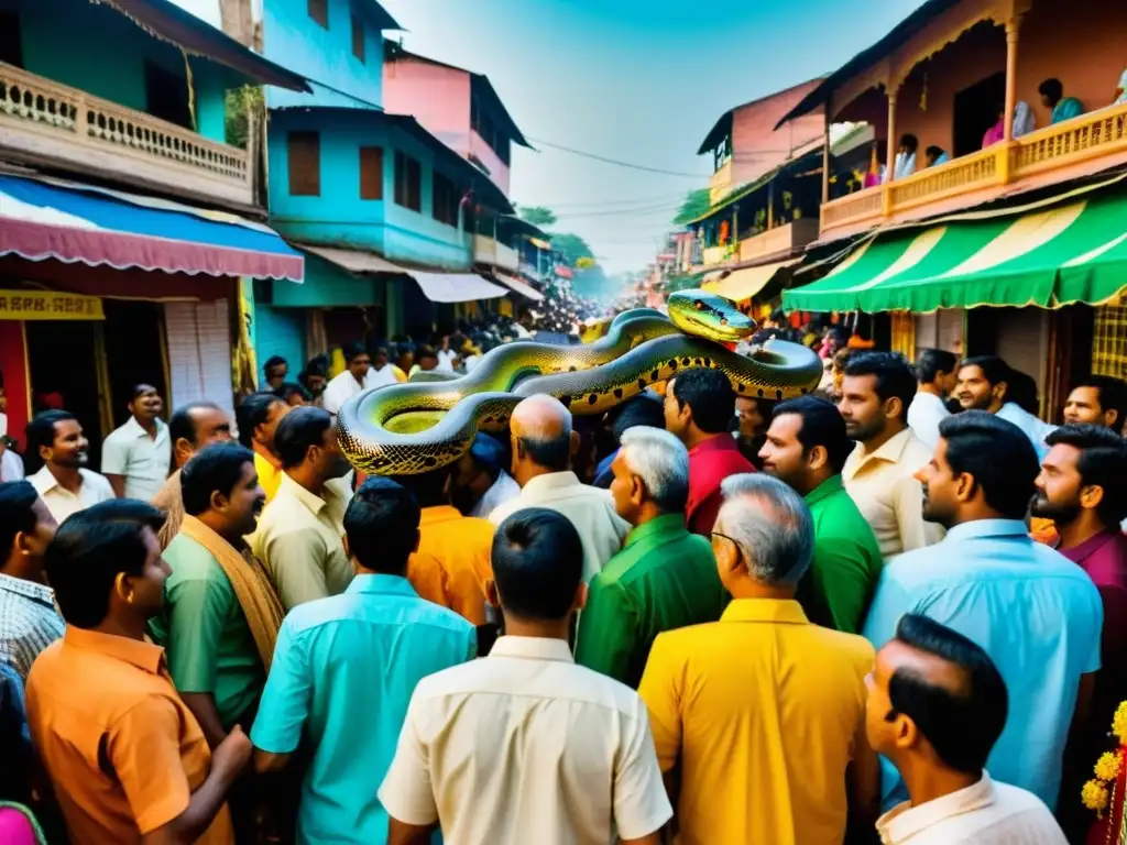 Vibrante festival Naga Panchami en India: rituales de adoración de serpientes, colores y celebración en la bulliciosa calle