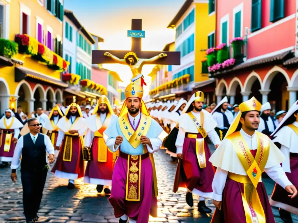 Una procesión vibrante en la Fiesta de Cristo Rey llena las calles con coloridos trajes, música y devoción al atardecer