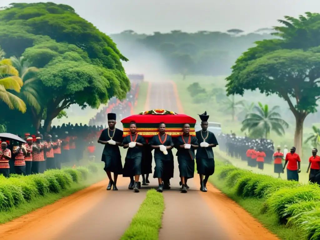 Vibrante procesión funeraria en Ghana, significado cultural vestimentas funerales mundo