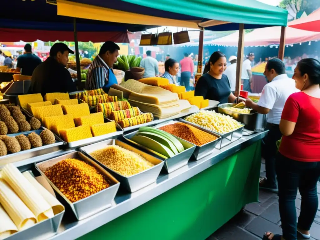 Mercado callejero en CDMX: Sabores y colores de la cocina mexicana Vibrante mercado callejero en Ciudad de México con peregrinajes gastronómicos rituales sabor