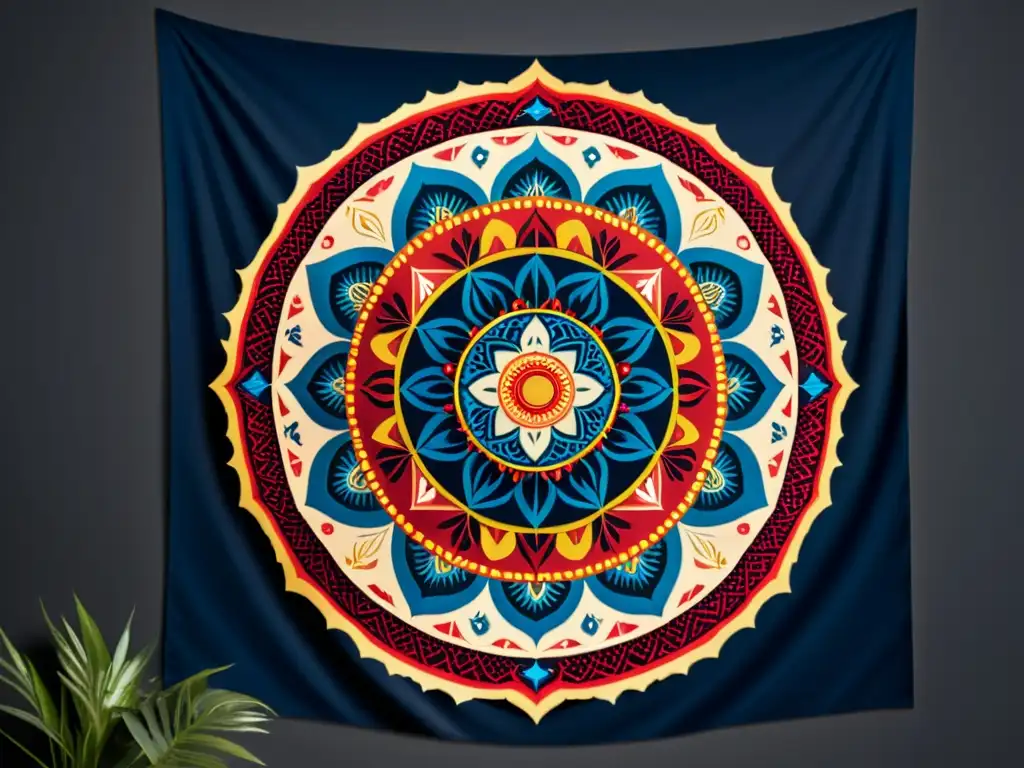 Vibrante mandala colgante con significado colores decoración ritualística