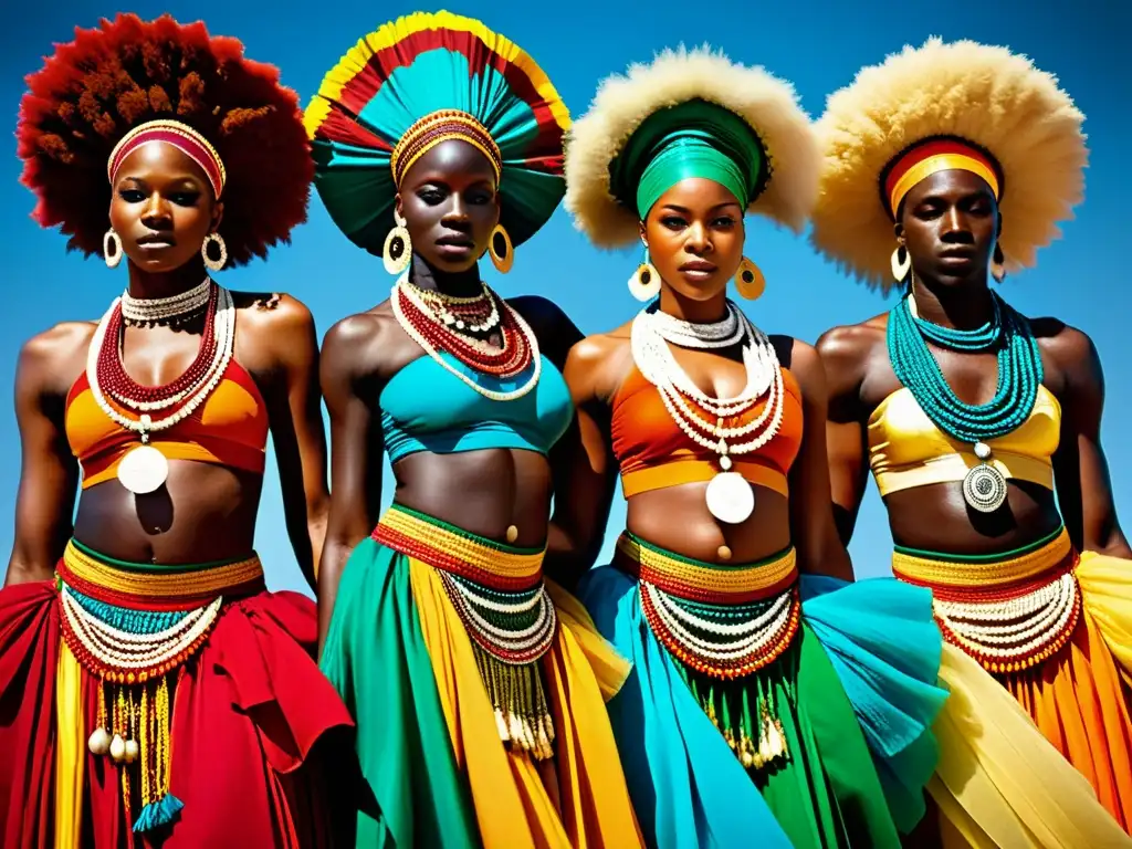 Vibrantes vestuarios rituales danza colores africanos capturados en movimiento