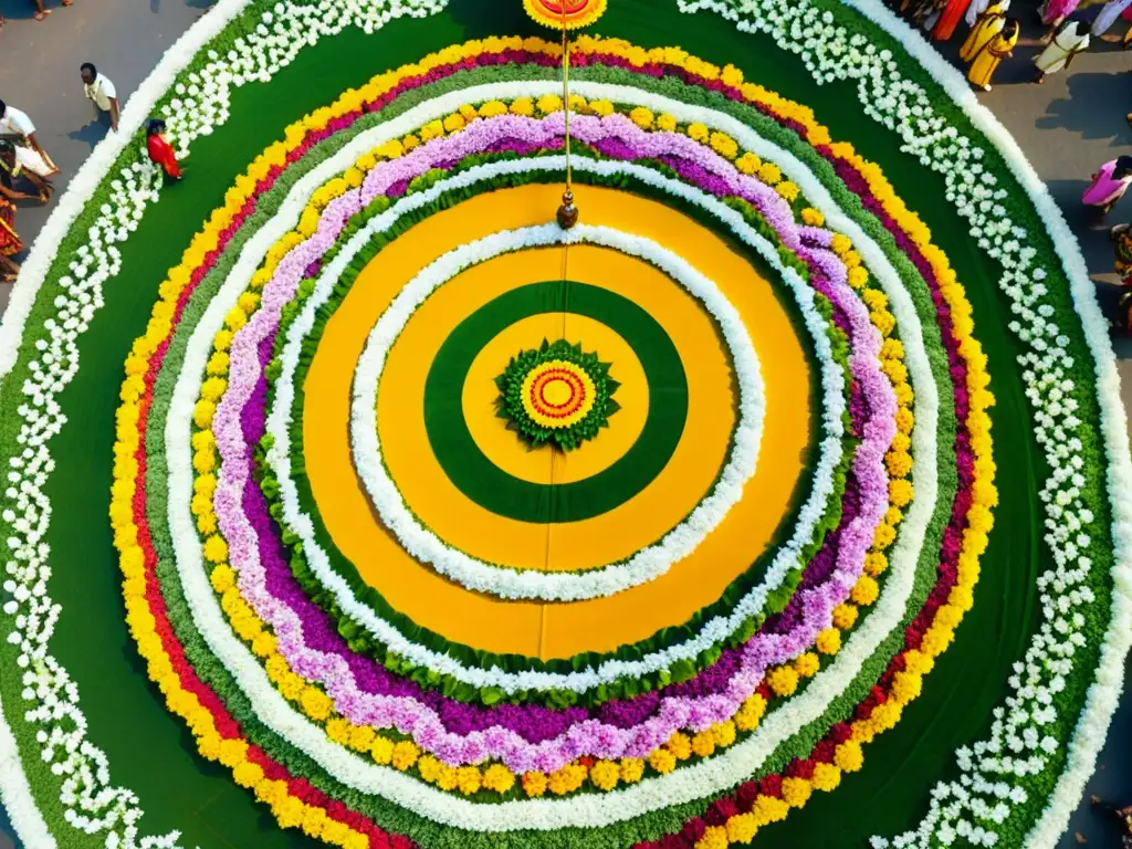 Vista aérea del festival Onam en Kerala, India