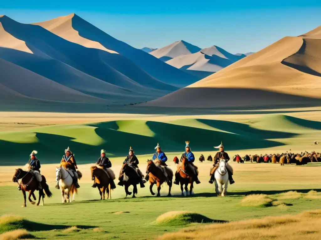 Vista impresionante del Festival Águilas de Oro Mongolia con cazadores de águilas y paisaje mongol espectacular